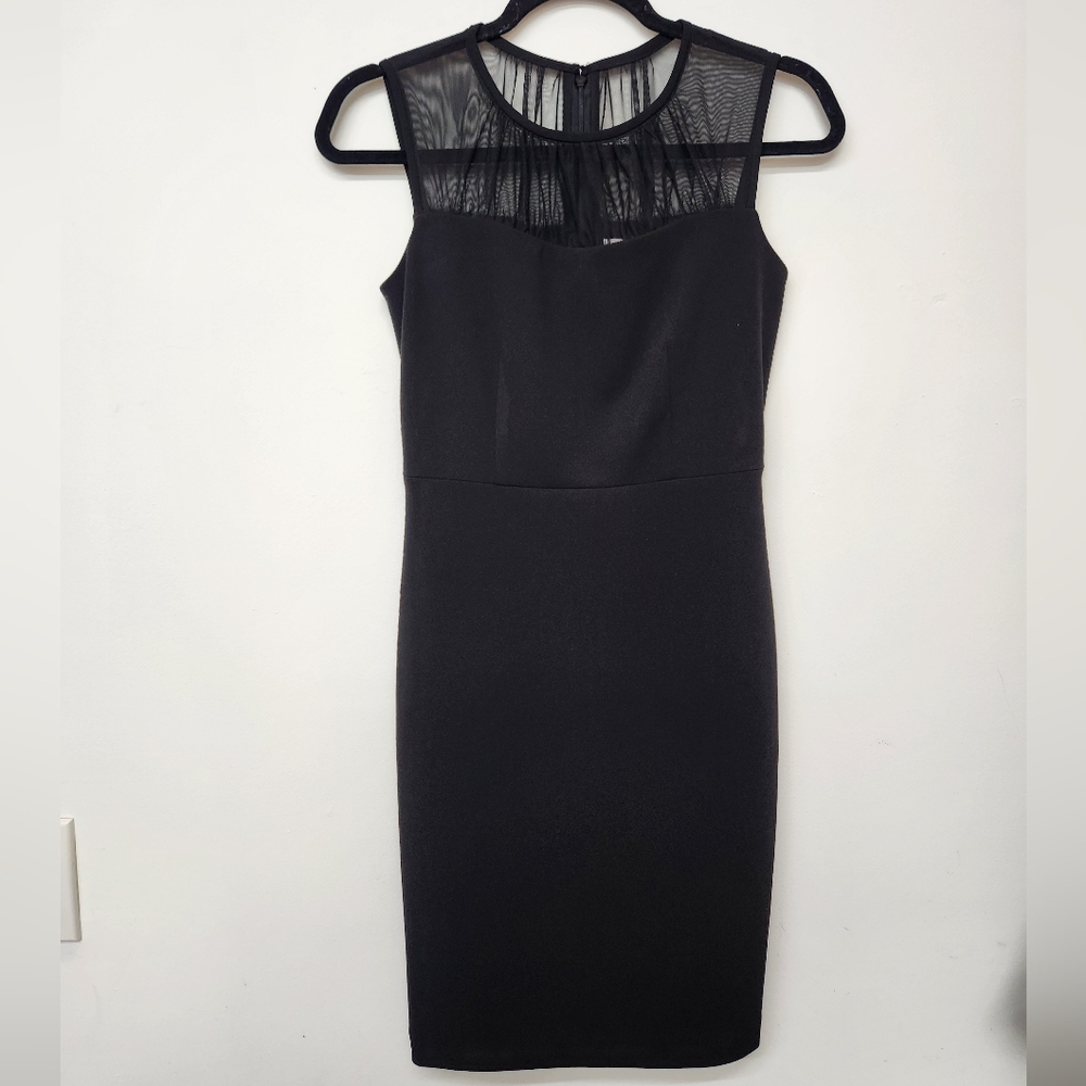 Calvin Klein Black Mesh Panel Mini Dress Womens 2P Work Office Cocktail Party